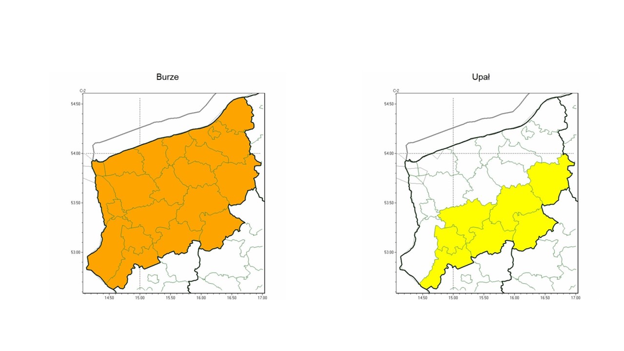 OSTRZEŻENIE METEOROLOGICZNE 21.07.2025 R. MOŻLIWE BURZE I UPAŁ