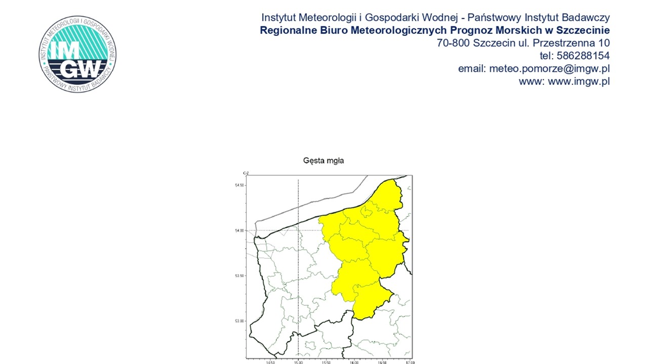 OSTRZEŻENIE METEOROLOGICZNE 08.11.2025 R.-09.11.2025 R.
