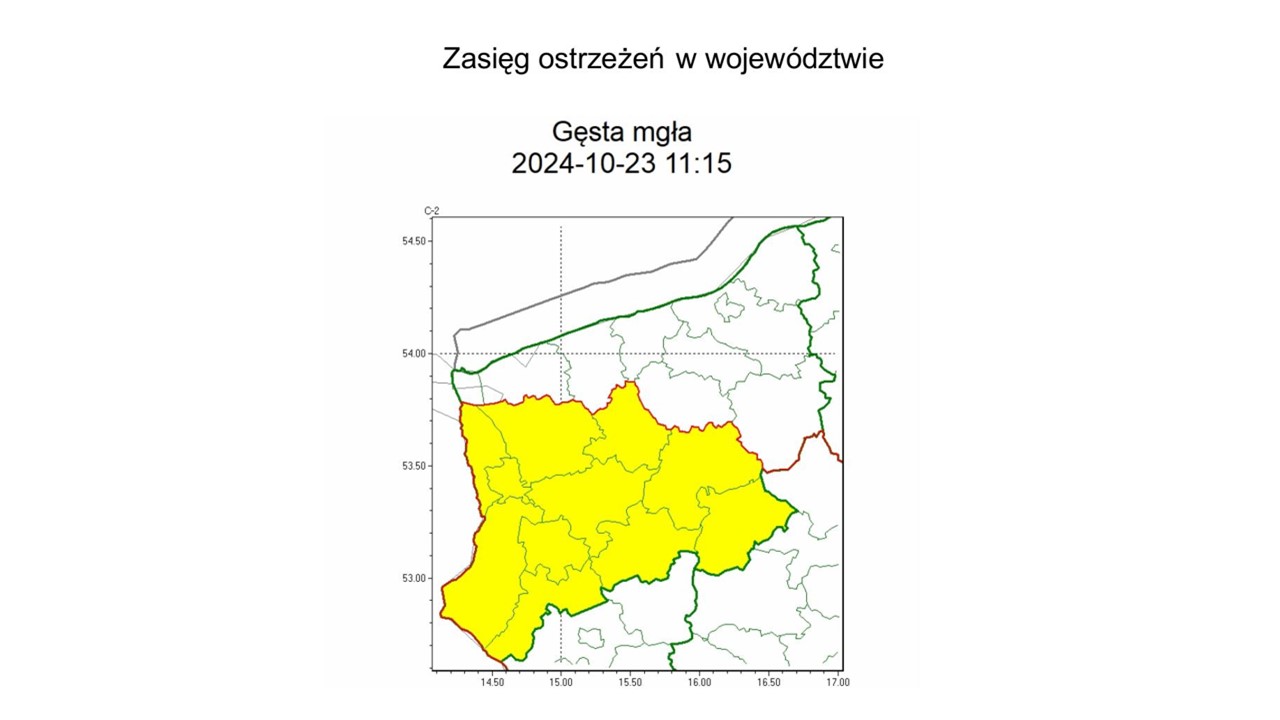 OSTRZEŻENIE METEOROLOGICZNE 23.10.2024 R.- 24.10.2024 R. 