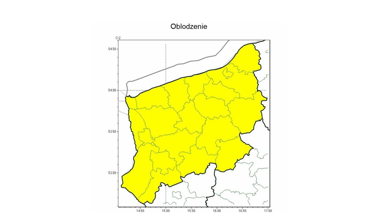 OSTRZEŻENIE METEOROLOGICZNE 06.02.2025 R-07.02.2025 R. MOŻLIWE OBLODZENIA