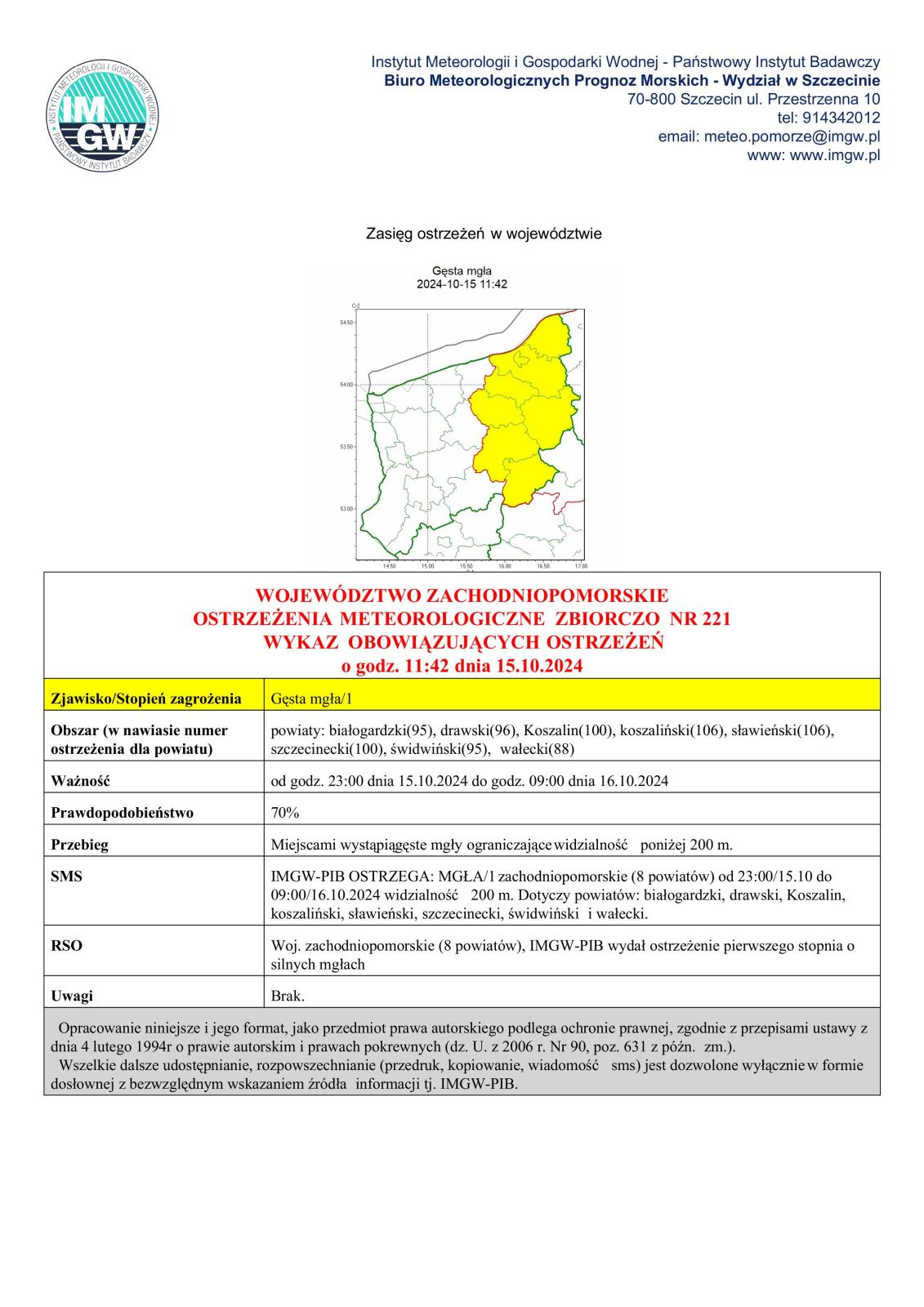 OSTRZEŻENIE METEOROLOGICZNE