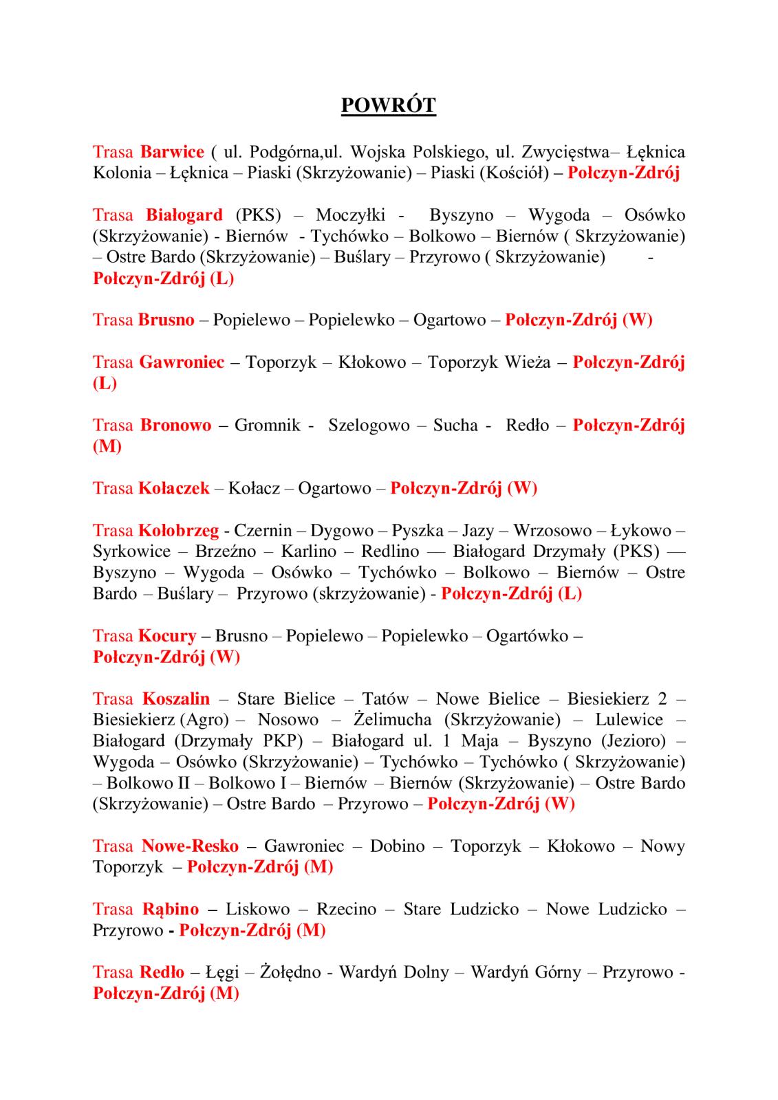 ROZKŁAD JAZDY AUTOBUSÓW DO POŁCZYNA- ZDROJU