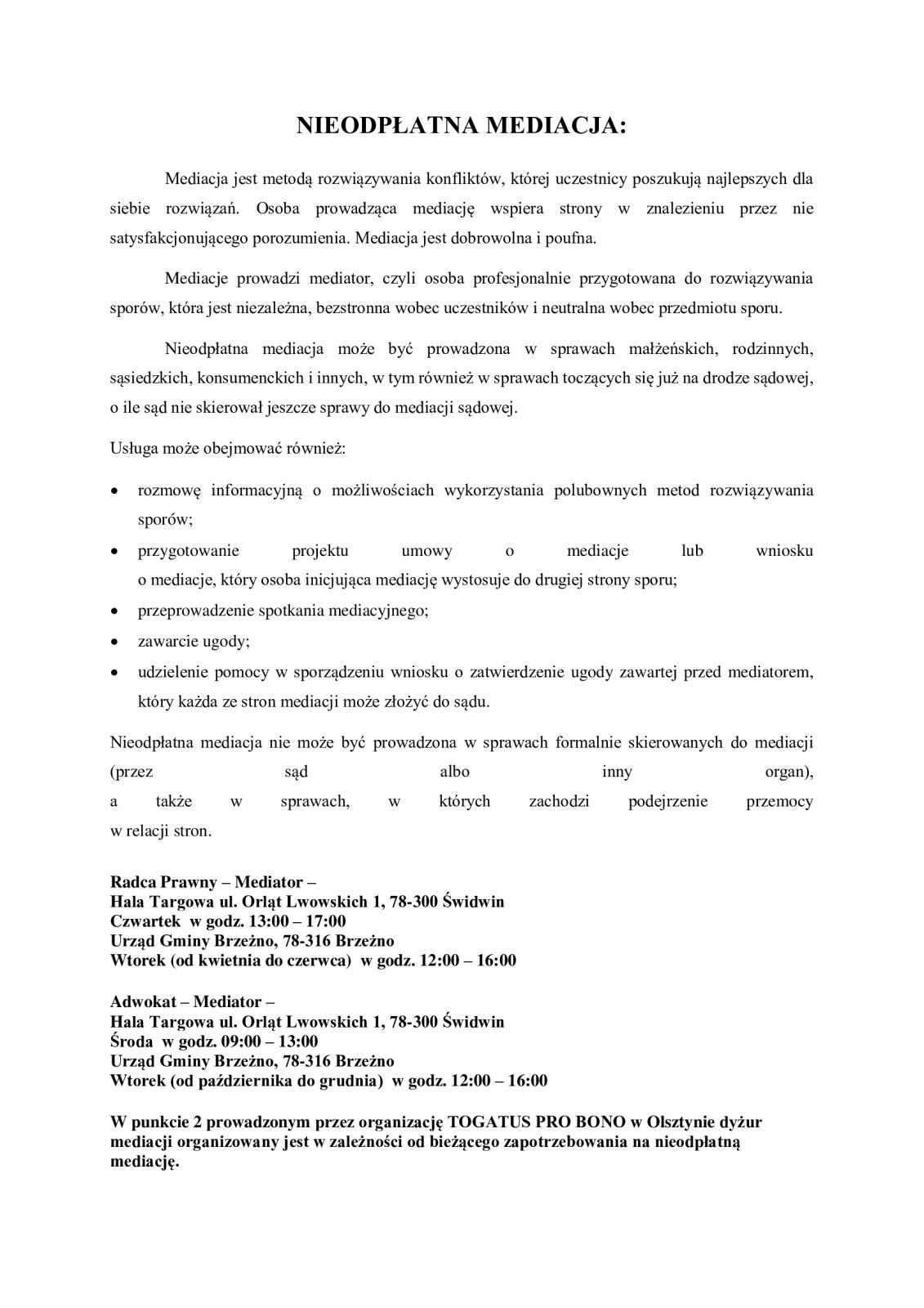 Nieodpłatna pomoc prawna