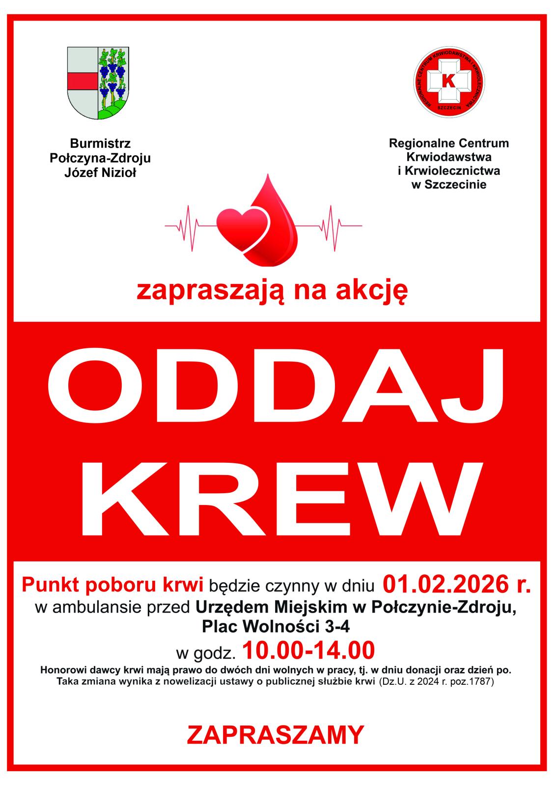 Plakat - AKCJA ,,ODDAJ KREW''
