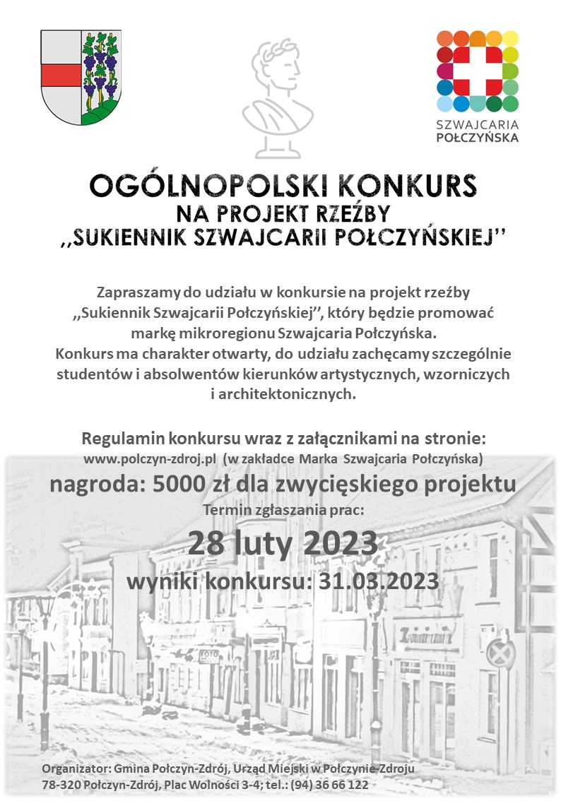 Ogólnopolski konkurs na projekt rzeźby ,,Sukiennik Szwajcarii Połczyńskiej''-plakat