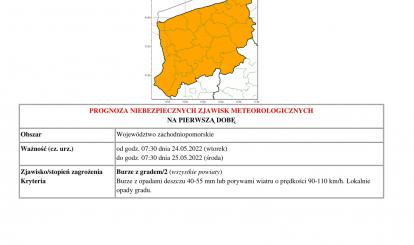 Prognoza niebezpiecznych zjawisk - wojewodztwo zachodniopomorskie