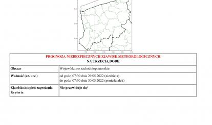 Prognoza niebezpiecznych zjawisk - wojewodztwo zachodniopomorskie