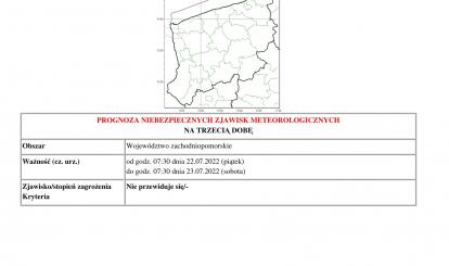 Prognoza niebezpiecznych zjawisk - województwo zachodniopomorskie 