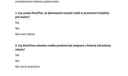 Konsultacje społeczne w sprawie planowanej inwestycji  posadowienia i umiejscowienie rzeźby figuratywnej  ,,Ciotki Połczyńskiej'' autorstwa Dawida Wawrzyniaka  na terenie miasta Połczyn- Zdrój- ankieta