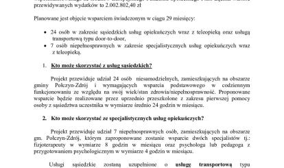 Informacja o projekcie pn. „Przepis na Wsparcie – rozwój usług społecznych na obszarze gm. Połczyn-Zdrój” 