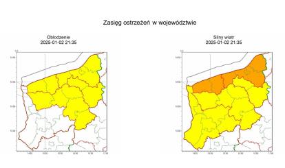 OSTRZEŻENIE METEOROLOGICZNE 03.01.2025 R.- 04.01.2025 R.