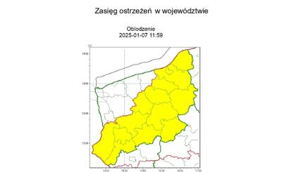 OSTRZEŻENIE METEOROLOGICZNE 07.01.2025 R- 08.01.2025 R.