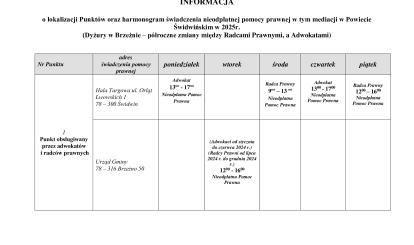 Nieodpłatna pomoc prawna, nieodpłatne poradnictwo obywatelskie, nieodpłatna mediacja na terenie Powiatu Świdwińskiego