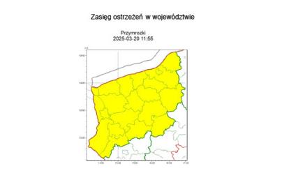 OSTRZEŻENIE METEOROLOGICZNE 20.03.2025 R.-21.03.2025 R. MOŻLIWE PRZYMROZKI