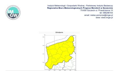 OSTRZEŻENIE METEOROLOGICZNE 19.11.2025 R.- 22.11.2025 R.