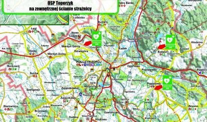 Dostępne publicznie defibrylatory 24/7 AED w Gminie Połczyn- Zdrój- mapka