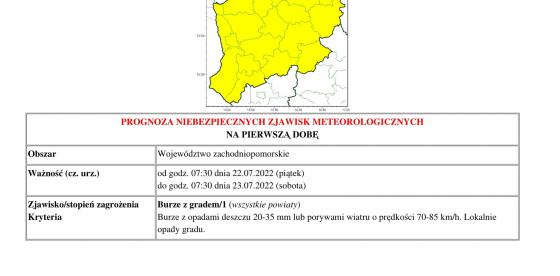 Prognoza niebezpiecznych zjawisk - województwo zachodniopomorskie