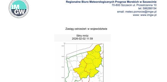 OSTRZEŻENIE METEOROLOGICZNE 02.02.2026 R.- 07.02.2026 R.