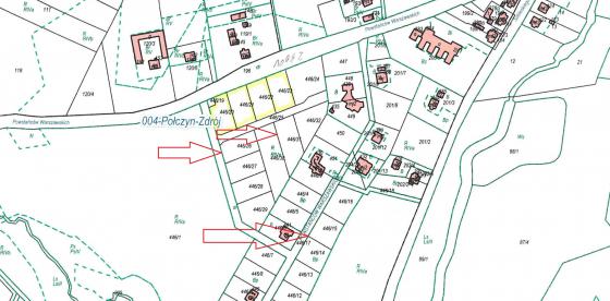 Mapa poglądowa. Można odnaleźć działki przeznaczone do sprzedaży