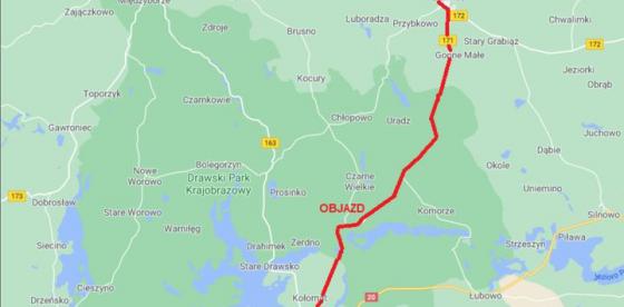 Wprowadzenie czasowej organizacji ruchu - mapka