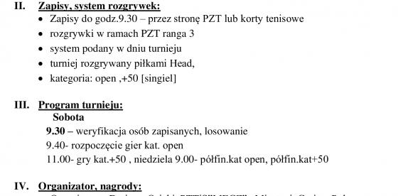 XXVI  OGÓLNOPOLSKI TURNIEJ  TENISA ZIEMNEGO O PUCHAR BURMISTRZA POŁCZYNA ZDROJU
