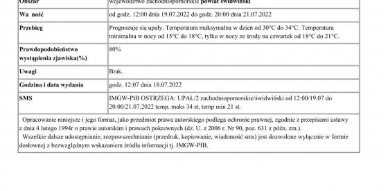 Ostrzeżenie - powiat świdwiński