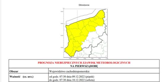 OSTRZEŻENIE METEOROLOGICZNE