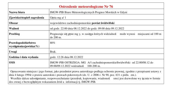 Ostrzeżenie meteorologiczne