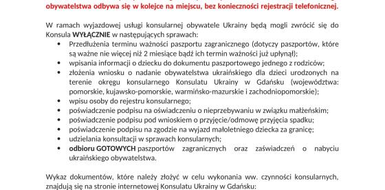 Informacja o przyjeździe Konsula Ukrainy do Szczecina