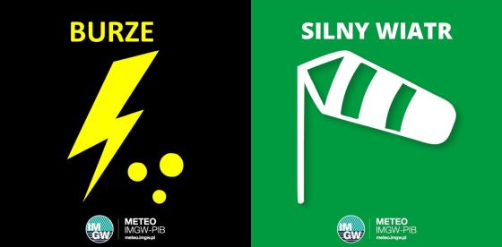 OSTRZEŻENIE METEOROLOGICZNE 23.06.2025 R.- 24.06.2025 R. MOŻLIWY SILNY WIATR I BURZE