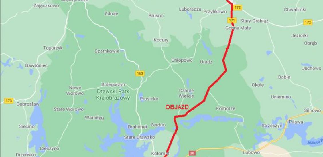 Wprowadzenie czasowej organizacji ruchu - mapka