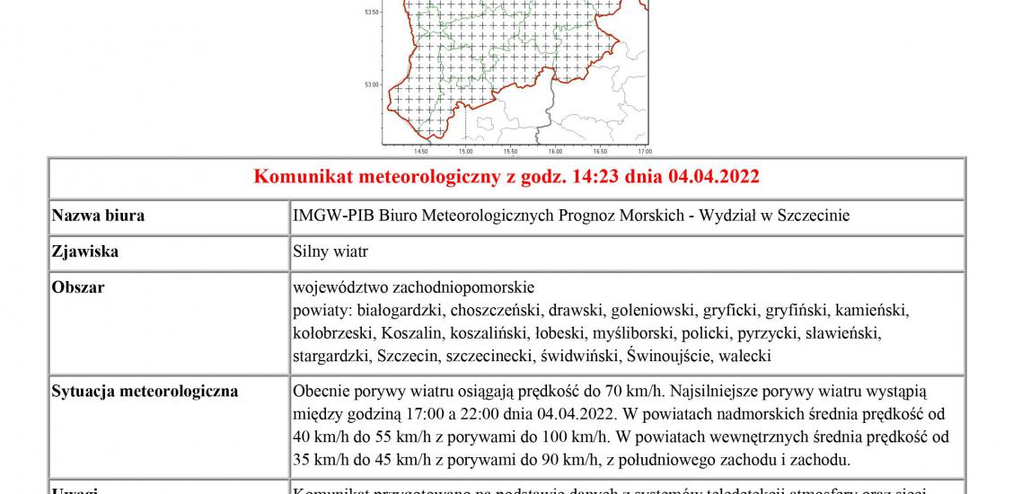 Komunikat zbiorczy - wojewodztwo zachodniopomorskie