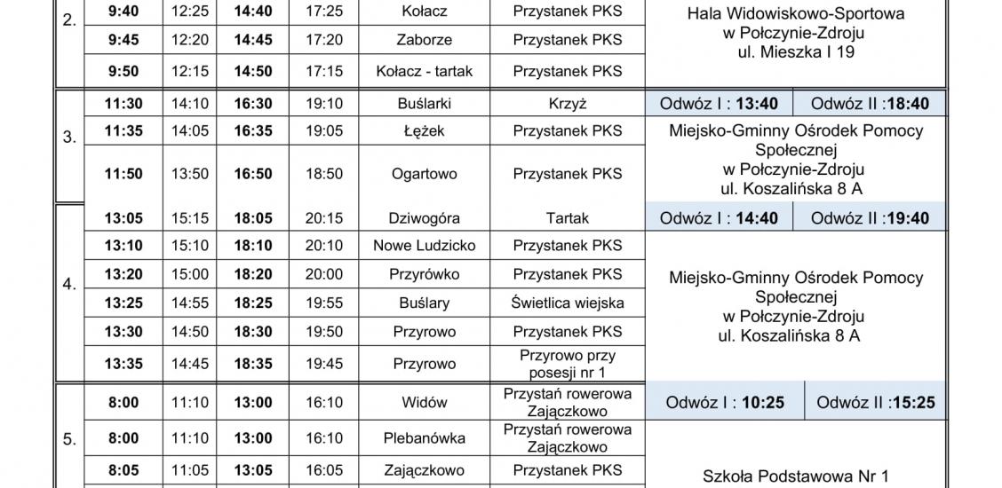 ROZKŁAD PRZEJAZDÓW BUSÓW DO LOKALI WYBORCZYCH