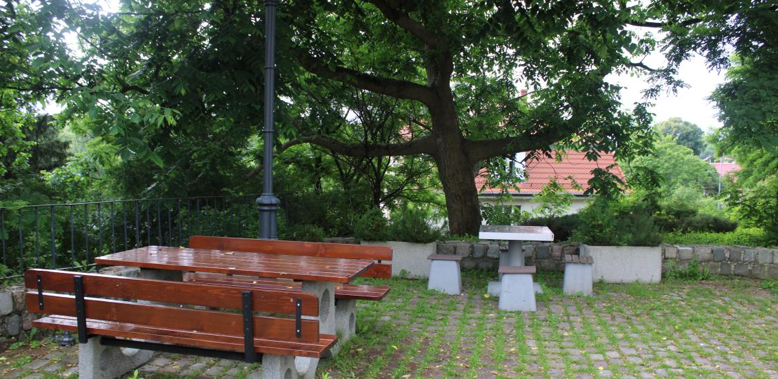 „Ławeczka dla Seniora” na zamkowym dziedzińcu w Połczynie-Zdroju