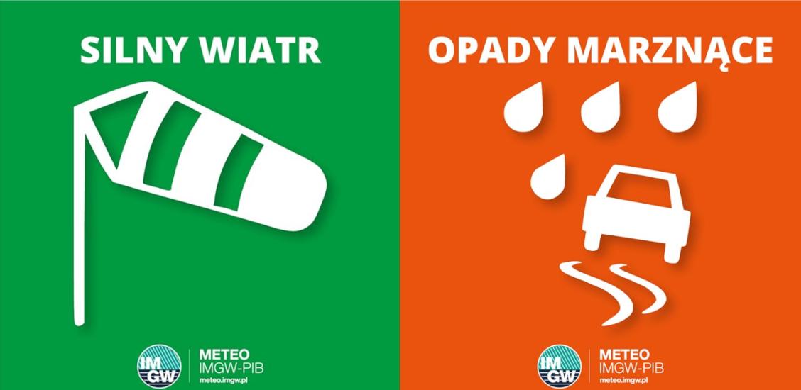 OSTRZEŻENIE METEOROLOGICZNE 14.12.2024 R.-17.12.2024 R. MOŻLIWY SILNY WIATR I OPADY MARZNĄCE