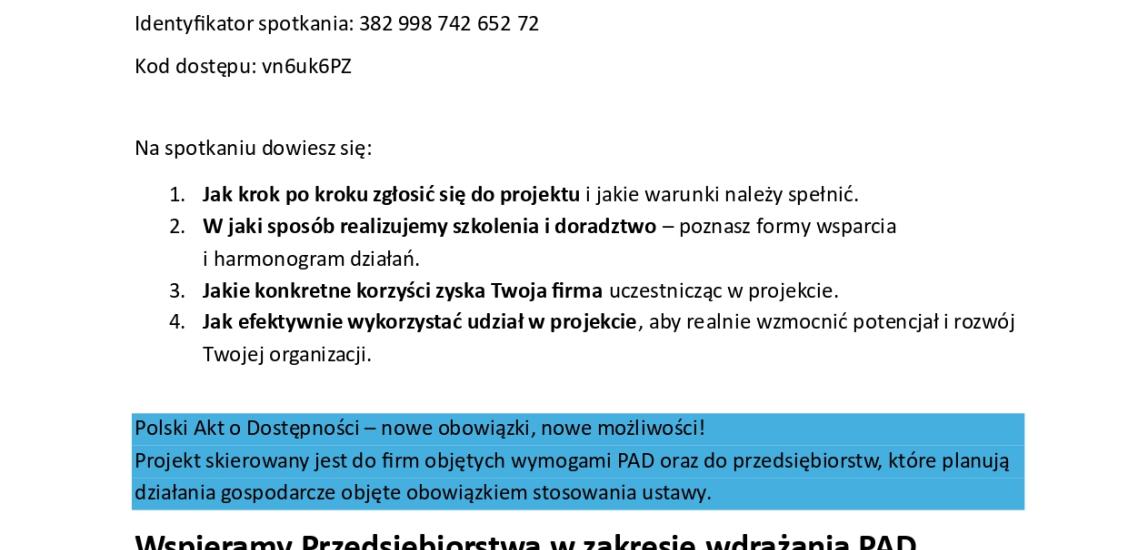 Informacja zaproszenie